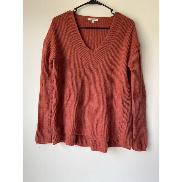 Madewell Woodside Merino Wool Sweater Size Small Burgundy Orange Related $88​​​ - Picture 5 of 9